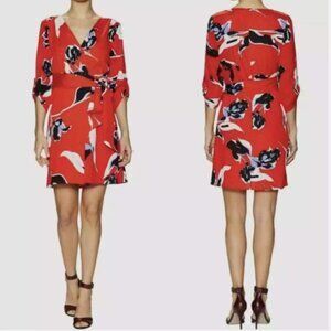 Yumi Kim Red Floral Wrap Dress Size small